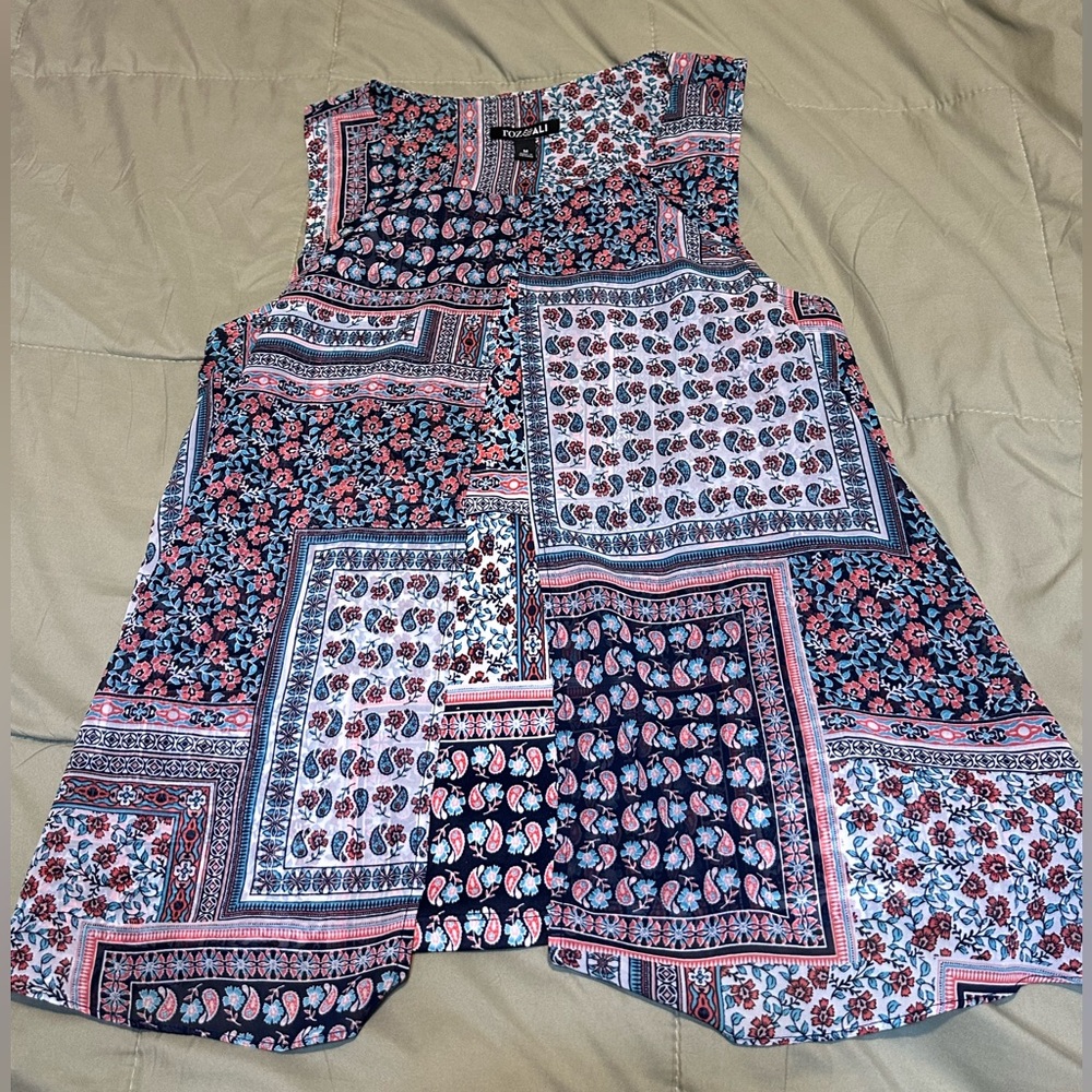 Roz & Ali Multicolor Patchwork Blouse